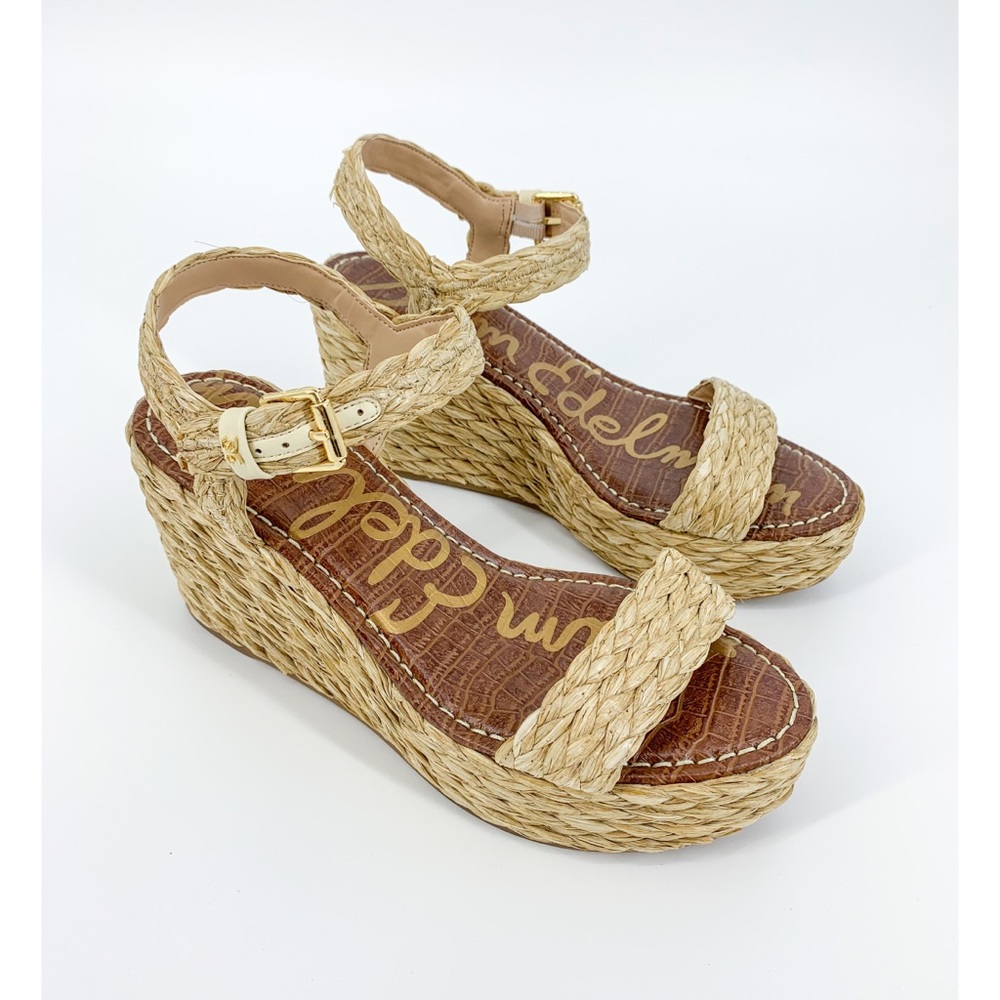 Sam Edelman Deena Natural Raffia Wedge Sandals